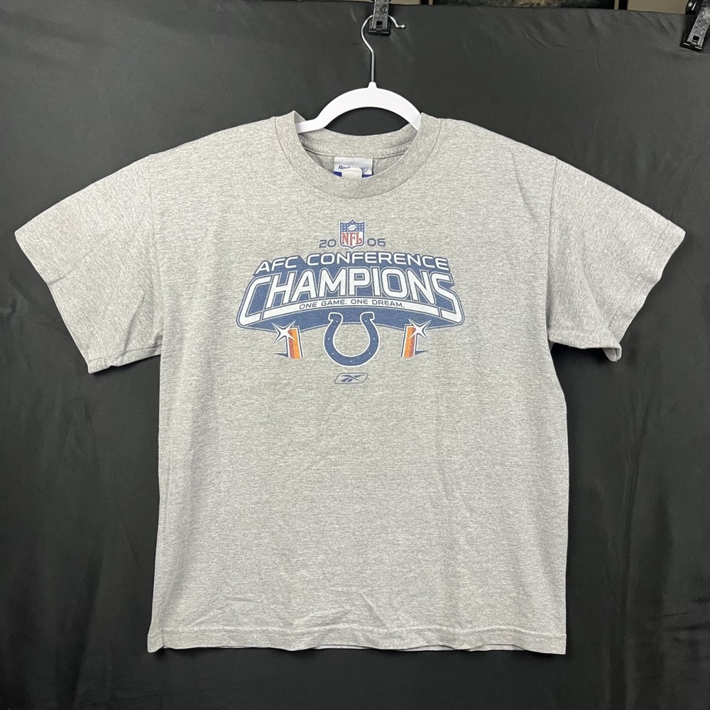 GUC Reebok Indianapolis Colts Youth XL Gray 2006 AFC Champions NFL T-Shirt Y2K